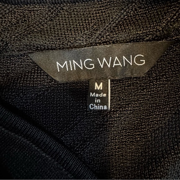 Ming Wang Open Front Lightweight Black Textured Mid Length Cardigan Size M - Picture 6 of 11